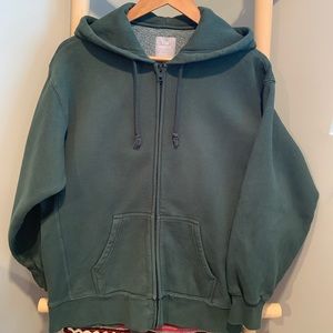 Tna (Aritzia) cozy Fleece Boyfriend Zip Hoodie, Gd Scarab, Size 1 (S)